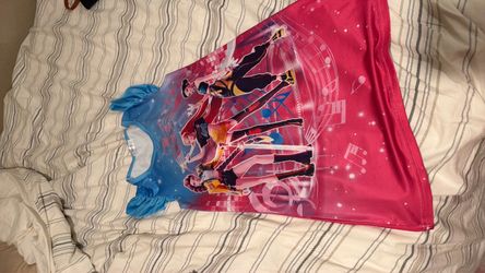 Kpop Demon Hunters, Girls Graphic Dress Blue Pink Anime Print