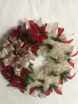 Christmas Poinsettia wreath 20”