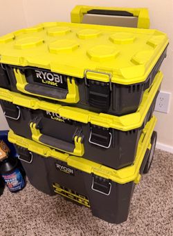 Ryobi tool set plus portable box.
