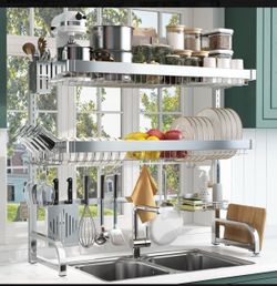 Over the sink dish drying rack