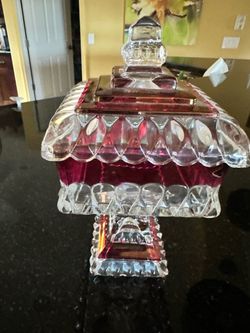 Antique Red Glass Candy Dish 