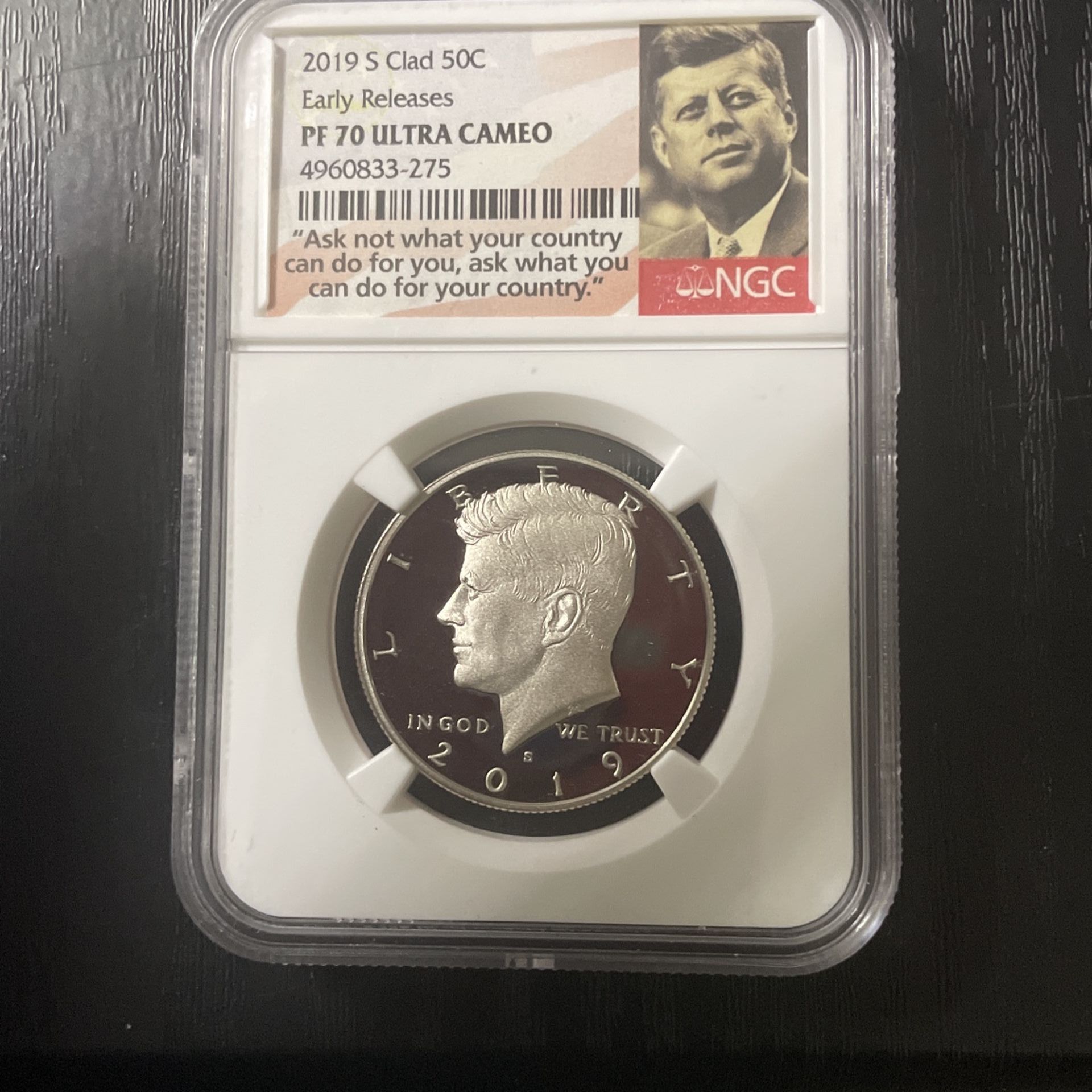2019 S Clad JFK 50C Early Releases PF 70 ULTRA CAMEO