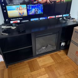 TV stand for 65”+ TV with electric fireplace 