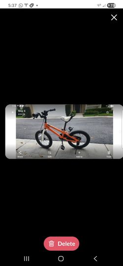 Kids Orange Bike with Training Wheels