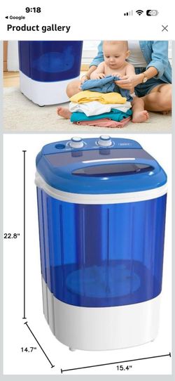 ZENY Portable Mini Washing Machine 8 lbs Washing Capacity Semi-Automatic Compact Washer Spinner Small Cloth Washer Laundry Appliances for Apartment, R