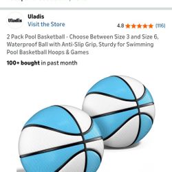 2 Pack Pool Basketball - Choose Between Size 3 and Size 6, Waterproof Ball with Anti-Slip Grip, Sturdy for Swimming Pool Basketball Hoops & Games