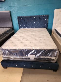 Full bed frame with mattress set pillow top coolsilk