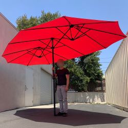 New $95 Large 15 FT Double Sided Umbrella Outdoor Patio Garden Yard (Weight base not included)