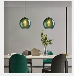 Modern Glass Globe Pendant Lights 2-Pack