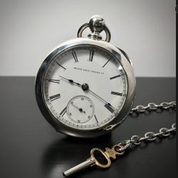 Vintage Pocket Watch- 1887 Elgin 11j 18s Model 1 Key wind Pocket Watch Serviced Coin Silver Case