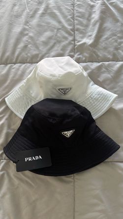 Prada Nylon Bucket Hat Set Black and White