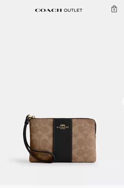 Coach Corner Zip Wallet/Passport Wristlet Purse