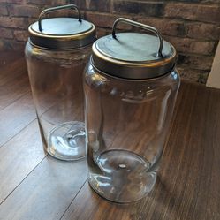 2 Large Glass Cannisters 