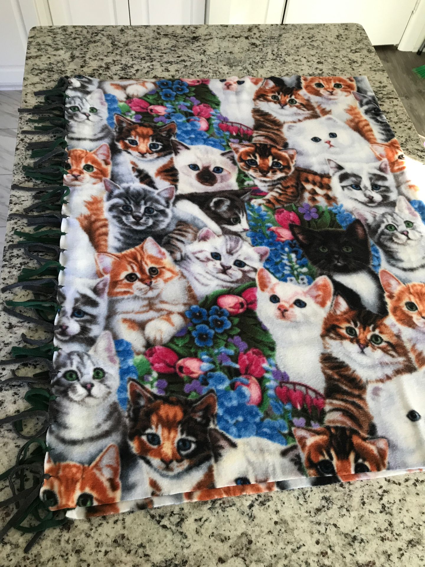 Handcrafted fleece blanket 3’x5’ cats kittens