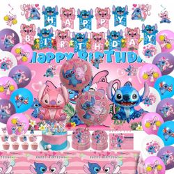 Stitch And Angel Birthday Party Decoration Supplies.