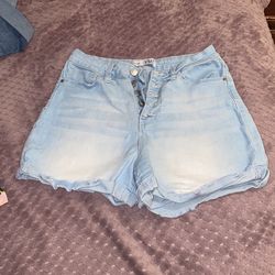 blue high rise shorts 