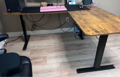 Electric standing L shaped desk