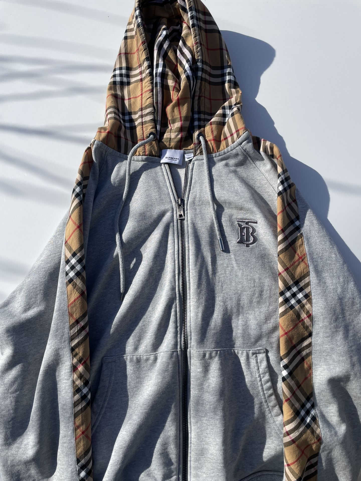 Men’s Gray Check Kurke Burberry Hoodie