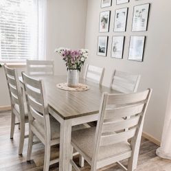 New White Dining Kitchen Table Set 