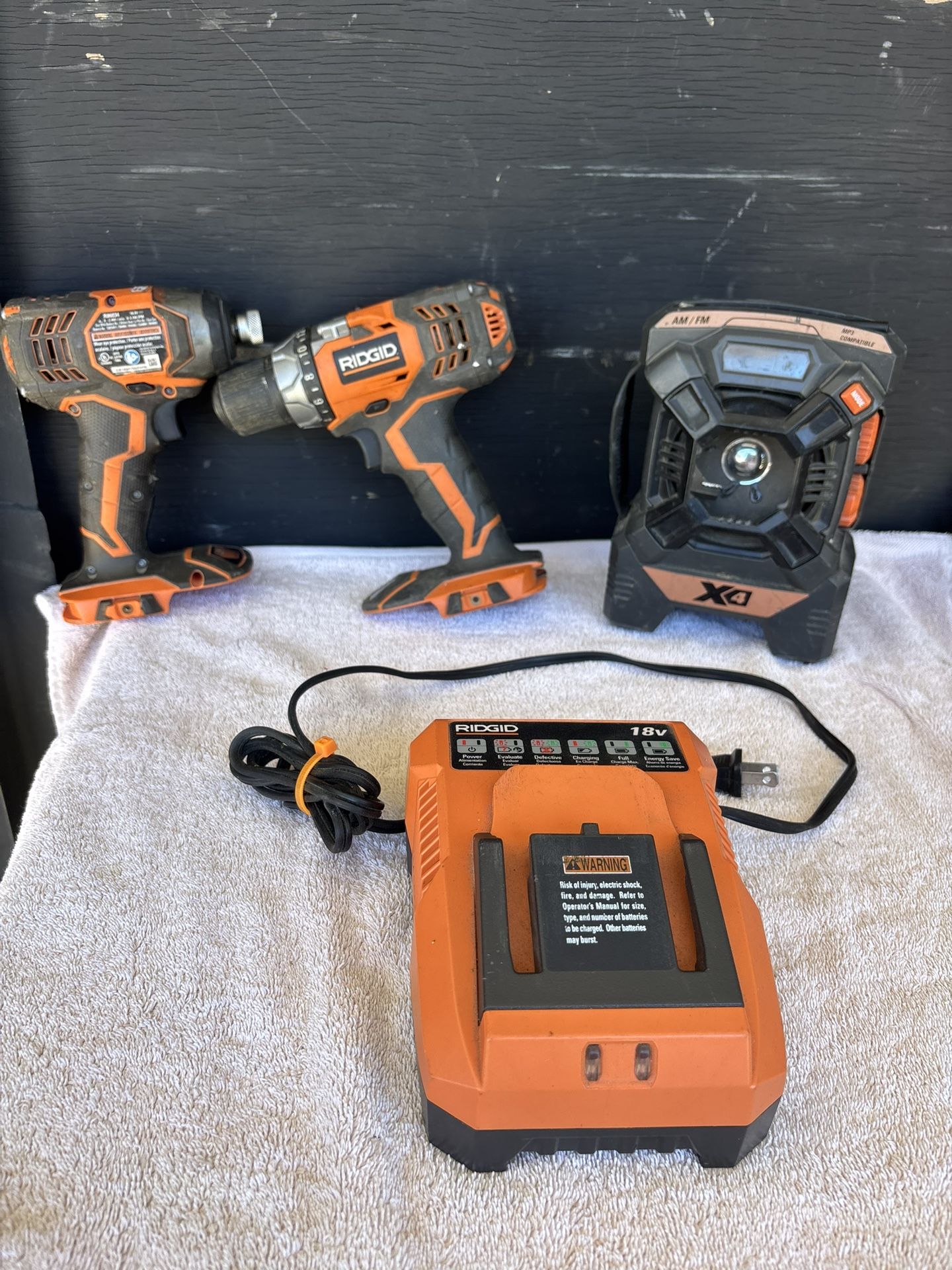 18 Volt Ridgid  4 Pc Drill Kit No Batteries 