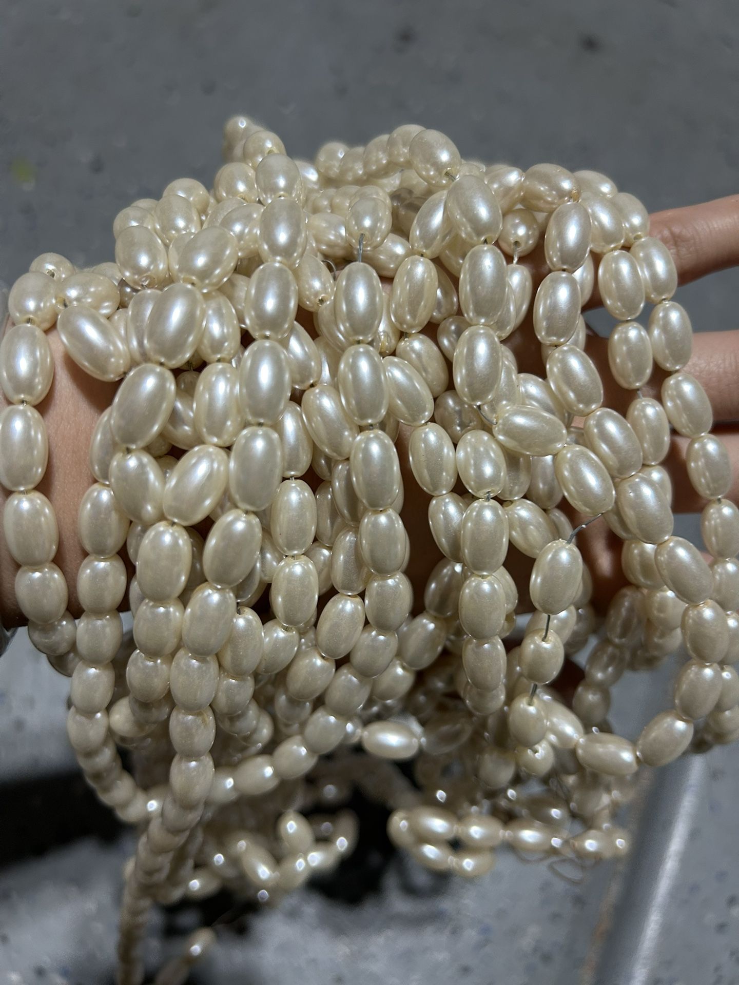 One Bundle Of Oval Pearl Beads 