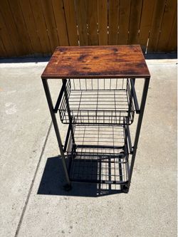 Wood and Metal Rolling Cart