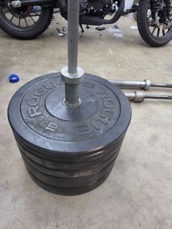 Barbell and bumper plates