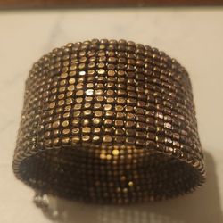 Brass Nugget And Wire Bracelet  Cuff