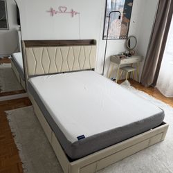 Queen Size Bed Frame + Foam Mattress 