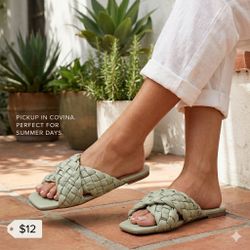 Stylish Sage Padded Woven Sandals - All Sizes 6 - 8.5 - $12