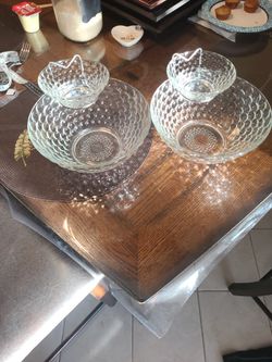 Glass Ships And Dip Set Of 4  Bowls