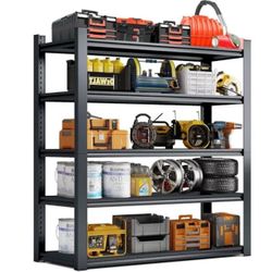 New in box 5-Tier Heavy Duty Metal Garage Shelving Unit 72” x 47” x 24” Black