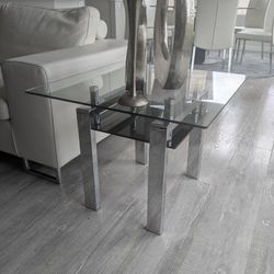 Sleek GLASS AND CHROME END TABLES