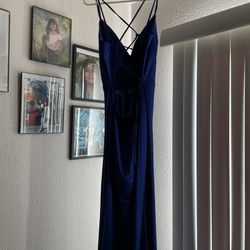 Royal Blue Silk Dress Size M