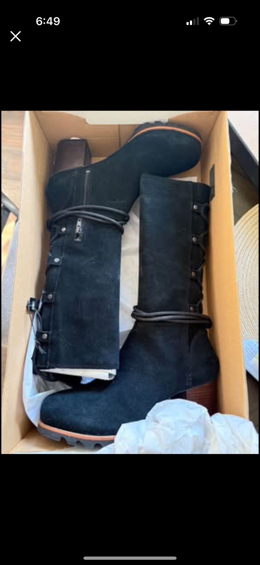 BRAND NEW In Box Sorel Women’s Farah Black Waterproof Suede Boots Size 7.5