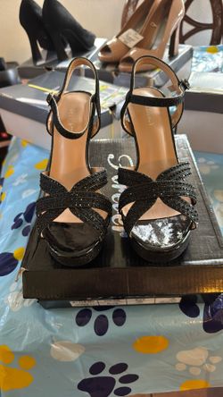 Black Open Toe Heels, Size 9