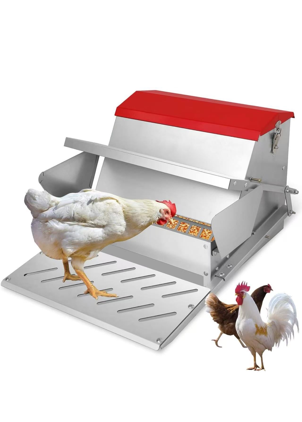 Automatic Chicken Feeder-25lb Metal Treadle Poultry Feeder