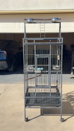 Large Metal Bird Cage on Wheels