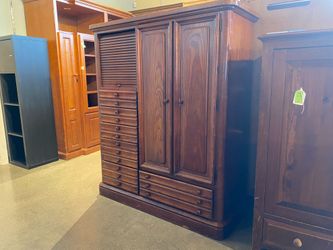 STANLEY Solid Wood Chest of Drawers w/ Tambour Door Storage