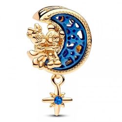 Disney Mickey Mouse & Minnie Mouse Crescent Moon Charm For Pandora Bracelet Necklace 