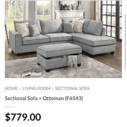 Gray Sectional Sofa With Ottoman 
