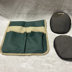 Black knee pads & green garden tool bag 