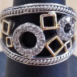 Plated Ring With Czs And Gold Accents 