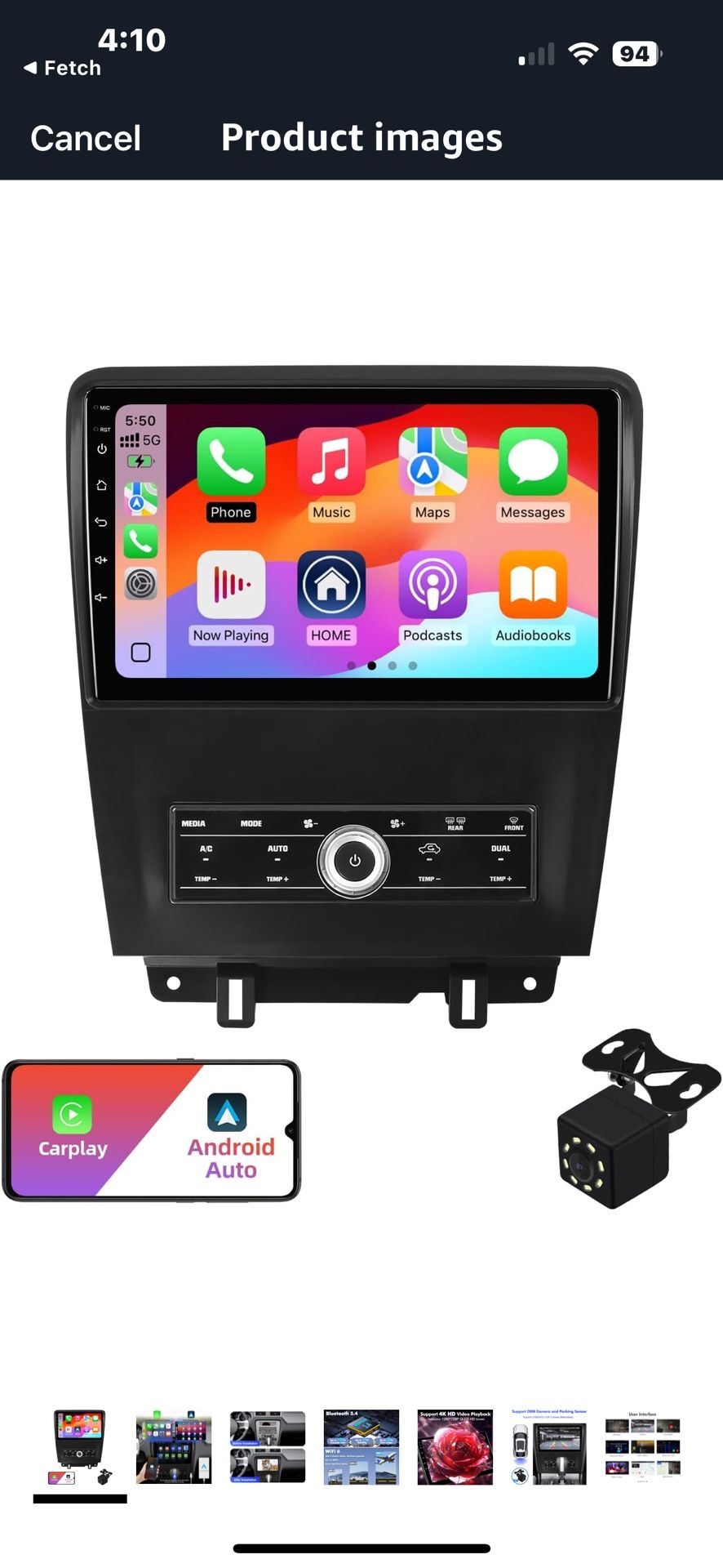 Brand New Android Double Din Car Stereo 10.1”Touch Screen, Wireless CarPlay, GPS, BT, 32G+2, Only For 2010-2014 Ford MUSTANG