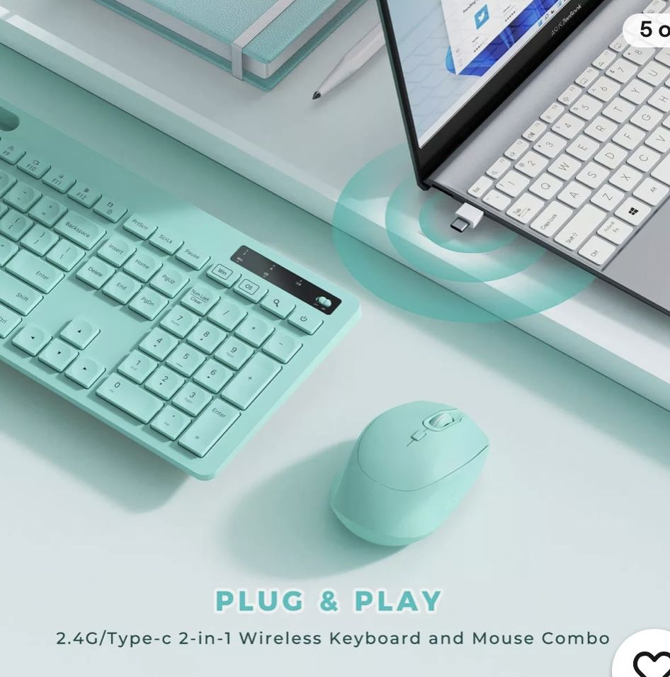Wireless Teal Keyboard and mouse