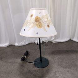 Botanical Print White Fabric Table Lamp