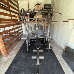 Vesta Fitness Smith Machine 1001 w/Bench Attachment | 230lb Bumpers Olympic Weights | 7ft Olympic Bar | Fitness | Gym Equipment | FREE DELIVERY 🚚 