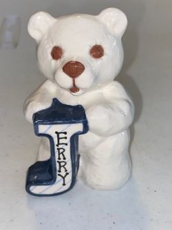 3” personalized Ceramic Teddy Bear Figurine keepsake Name Jerry