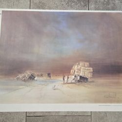 Rex Newell Bogged Down Brewarrina Australia Art Poster Vtg 19.5x26"