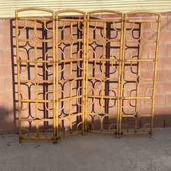 Vintage Bamboo Four-Panel Room Divider Screen 80 x 71